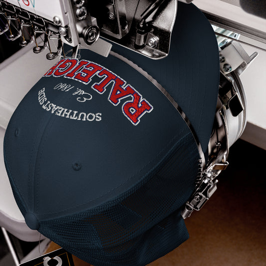 Raleigh Warriors Athletic Club trucker cap with "Southside Est. 1860" embroidery.