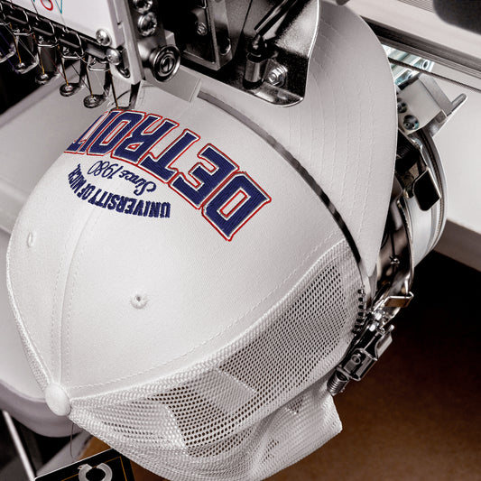 White Detroit Southwest Side trucker cap with embroidered text.