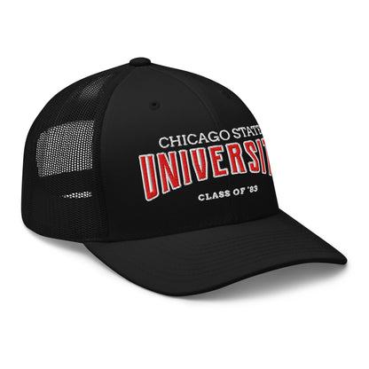 Chicago State University vintage trucker cap with embroidered text.