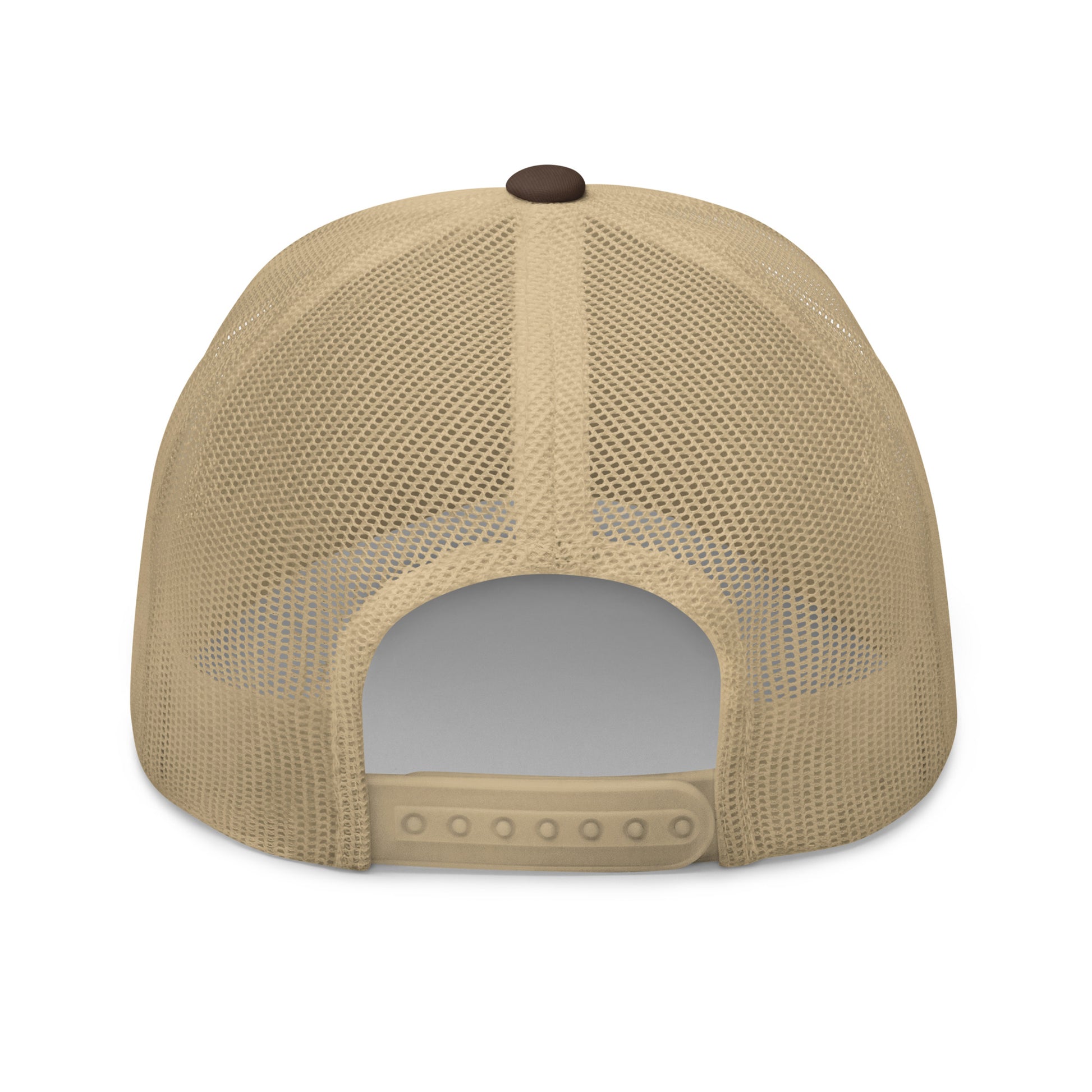 Retro Collection Trucker Cap with a tan mesh back and brown button.