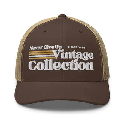 Retro Collection Trucker Cap with embroidered text.