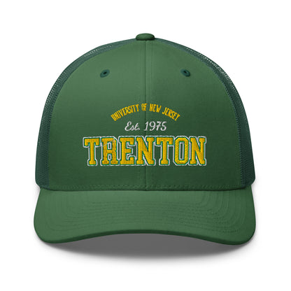 Green trucker cap with "Trenton Est. 1975" embroidered on the front.
