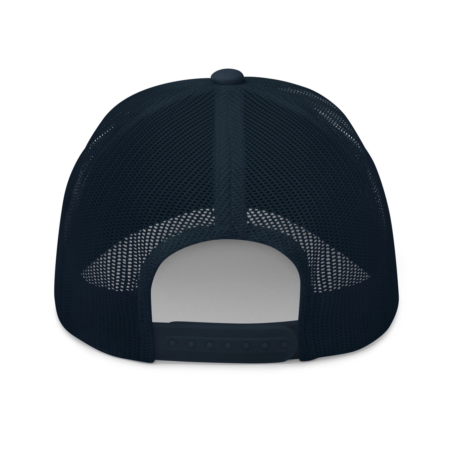 Dark navy blue trucker cap with a mesh back.