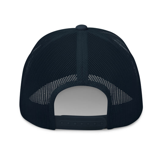 Dark navy blue trucker cap with a mesh back.