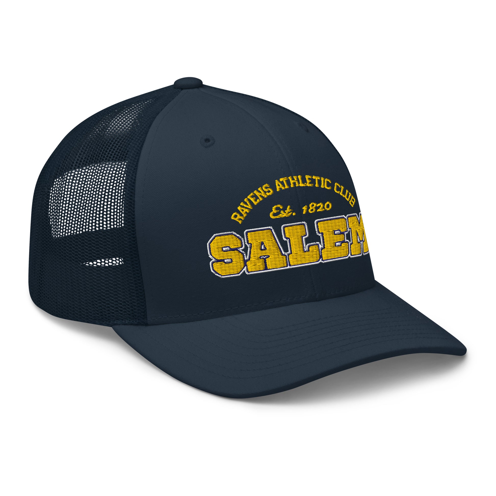 Salem University of Oregon vintage trucker cap with embroidered logo.