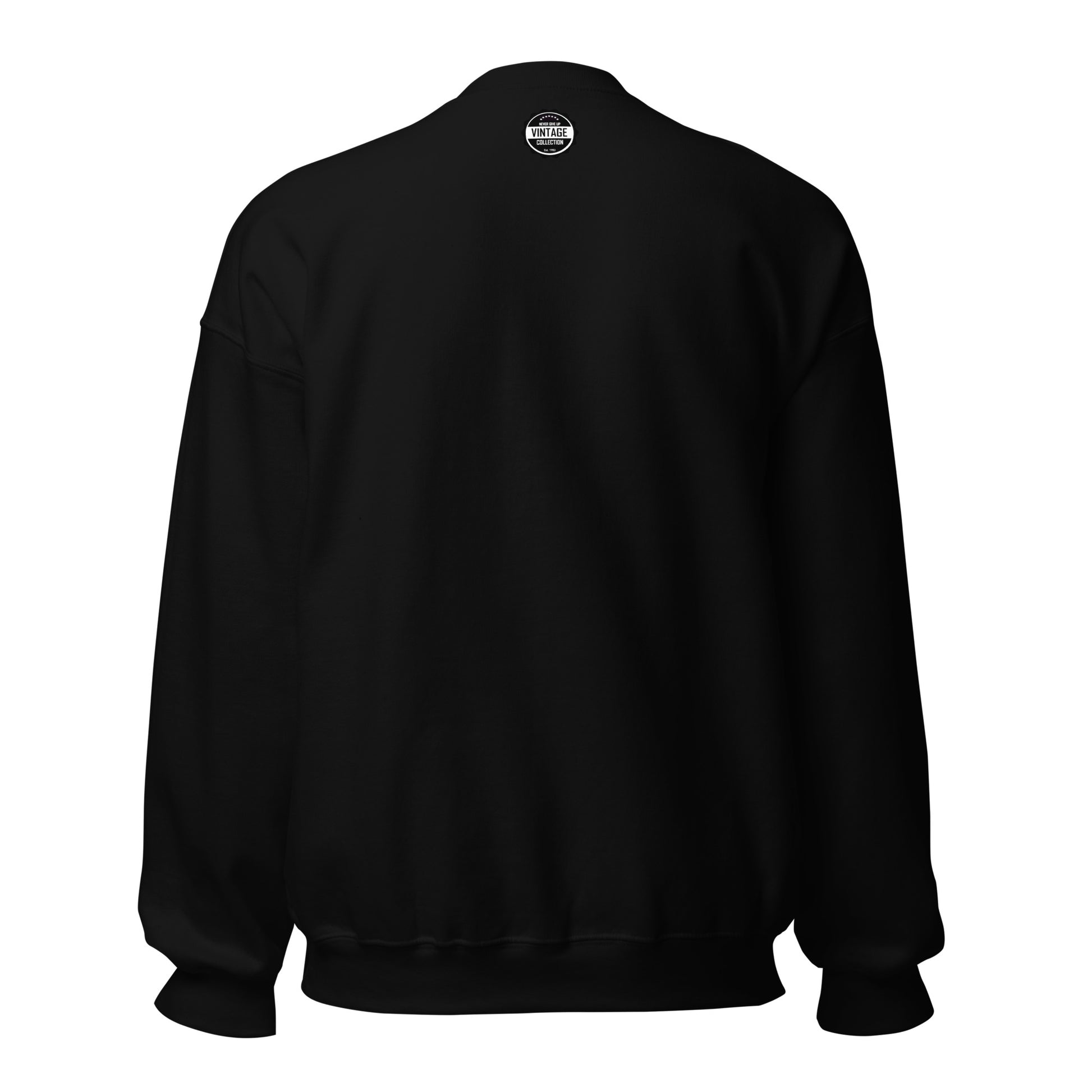 Black unisex sweatshirt with a vintage collection logo on the back.