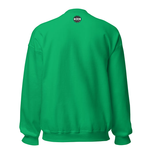 Green sweatshirt with a circular "Vintage Collection Est. 1983" logo on the back.