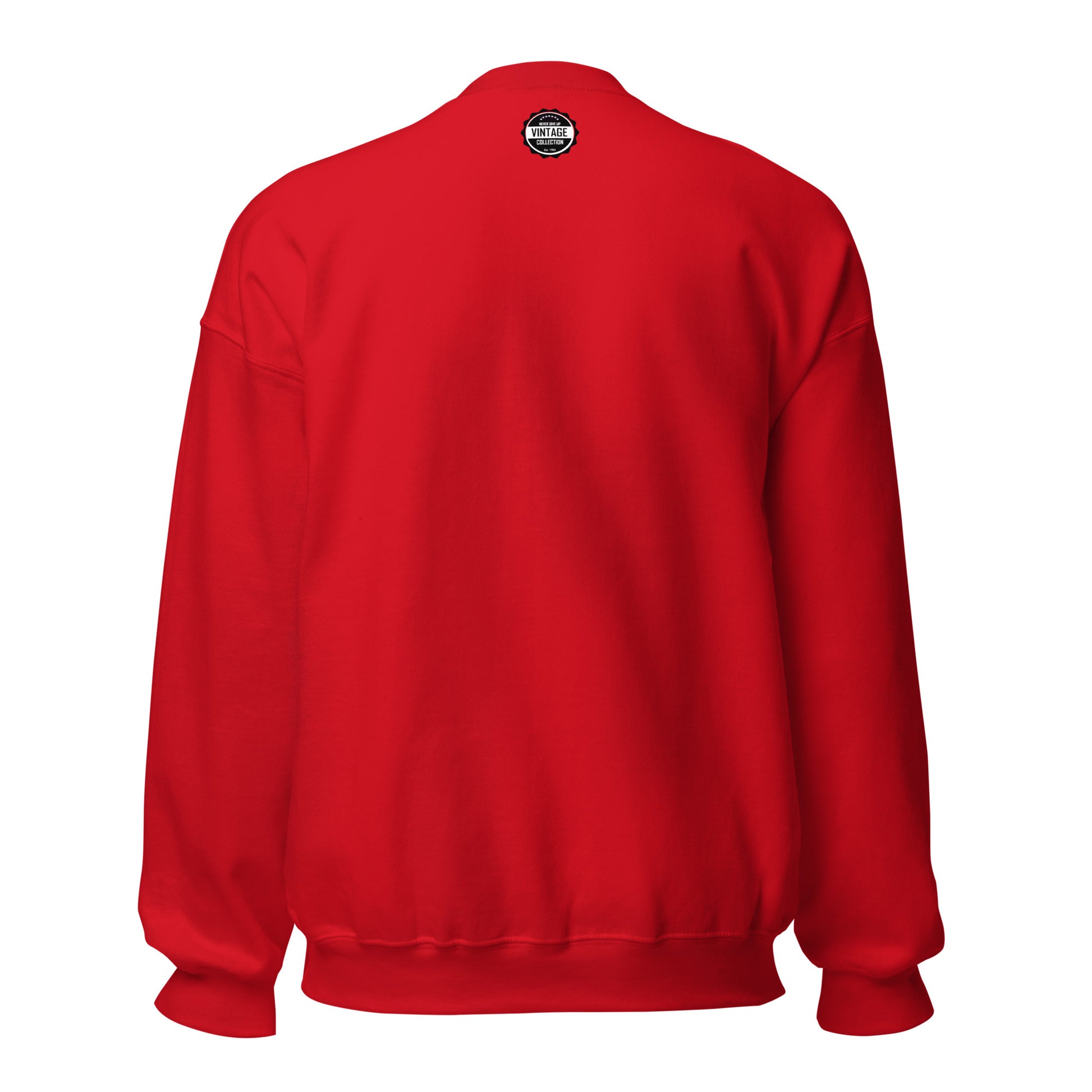 Red crewneck sweatshirt with a vintage "Columbus Athletic Club" logo on the back.