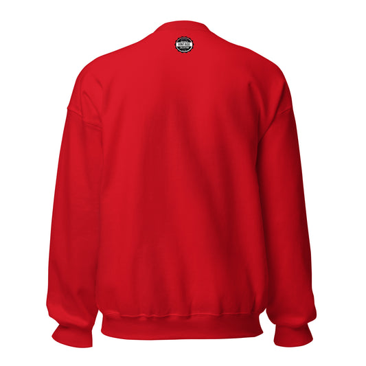 Red crewneck sweatshirt with a vintage "Columbus Athletic Club" logo on the back.