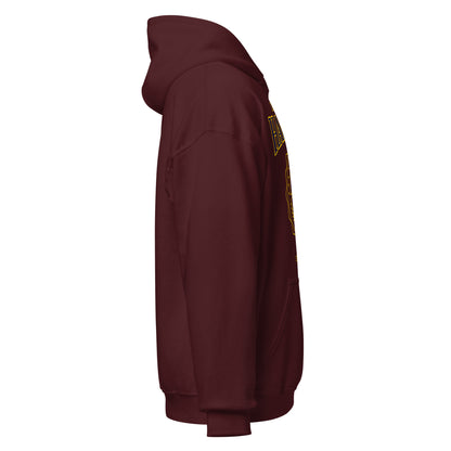 Maroon Harbor Law School hoodie with vintage collegiate crest.