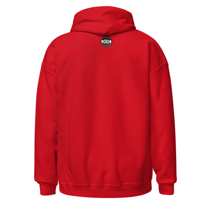 Red Boston Hawks Athletic Club hoodie with a vintage collegiate logo on the back.
