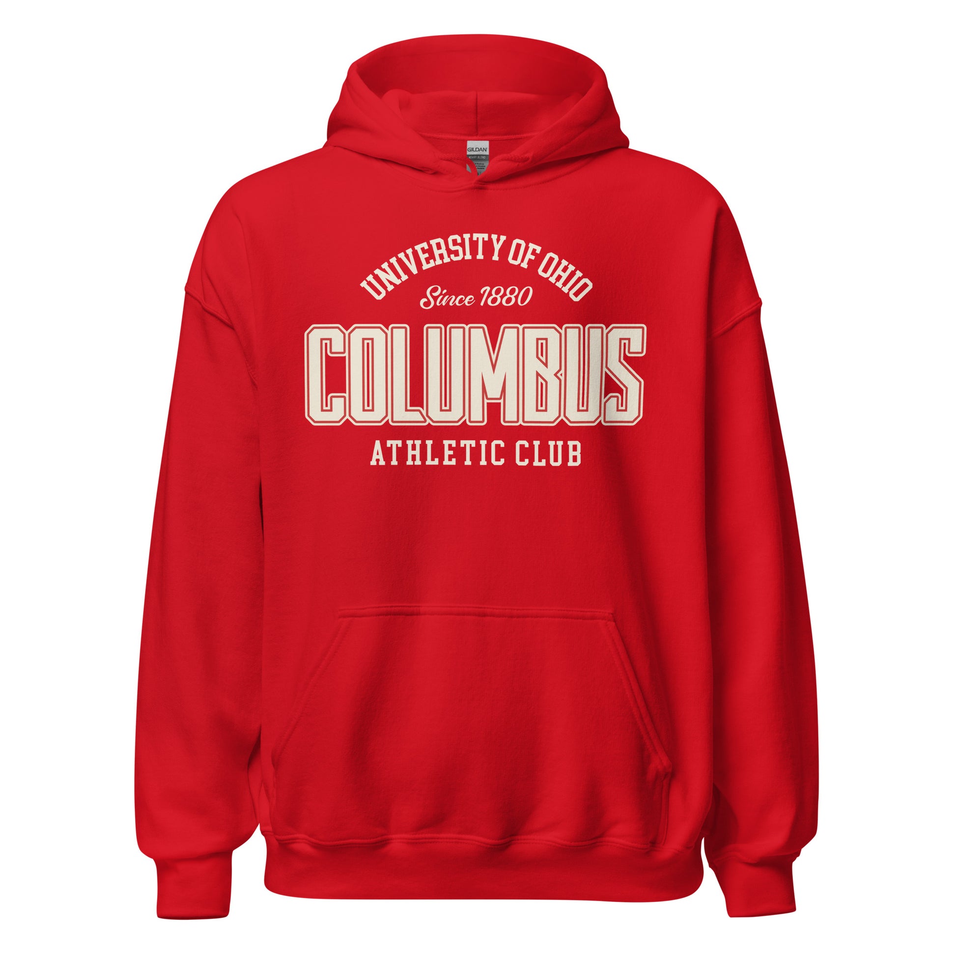 Red University of Ohio Columbus Athletic Club hoodie.