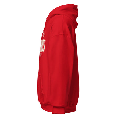 Red University of Ohio vintage campus hoodie with "Columbus Athletic Club" graphic.