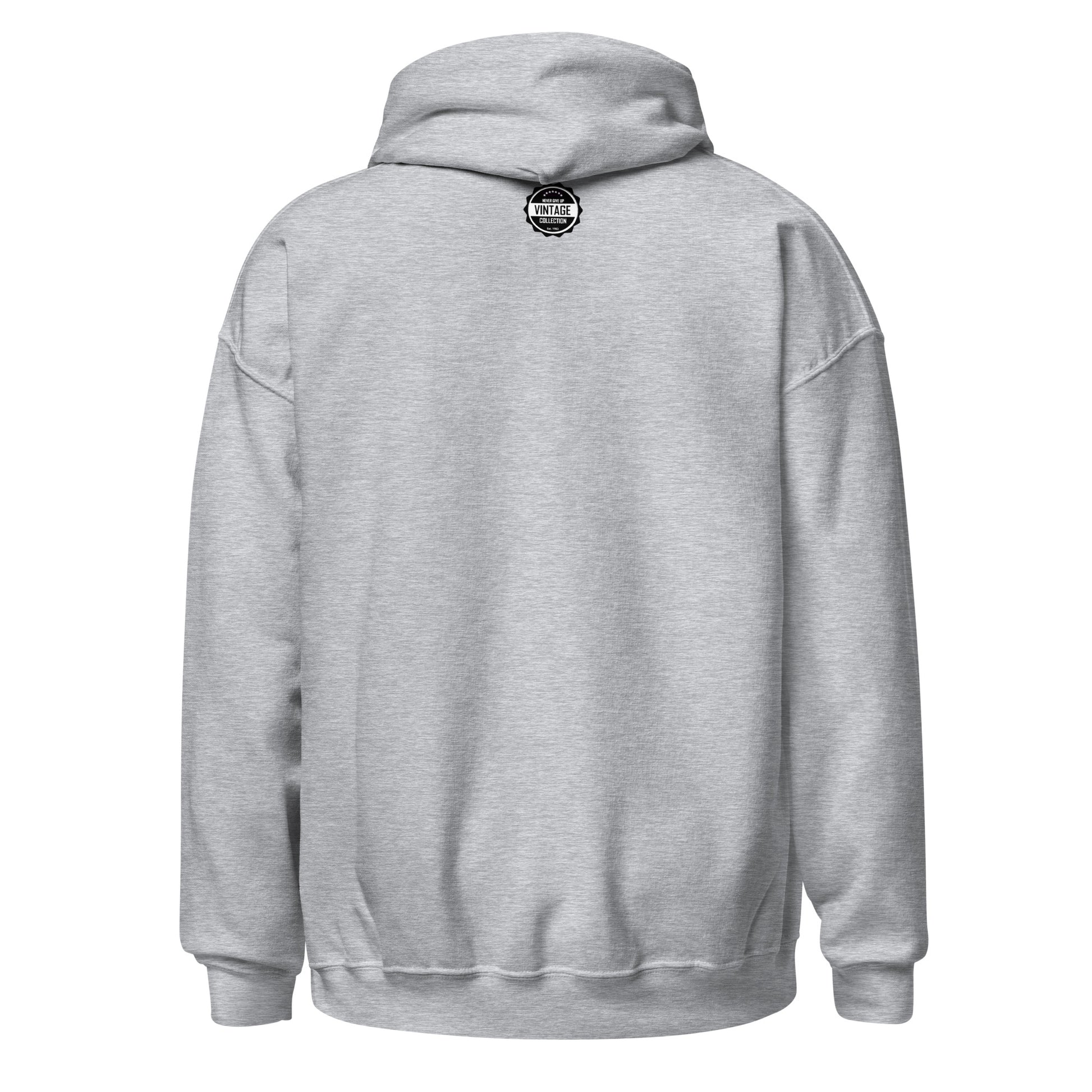 Back view of a grey Charleston Athletic Club hoodie with a vintage logo.