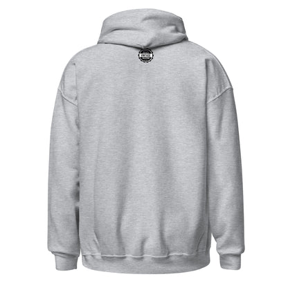 Back view of a grey Charleston Athletic Club hoodie with a vintage logo.