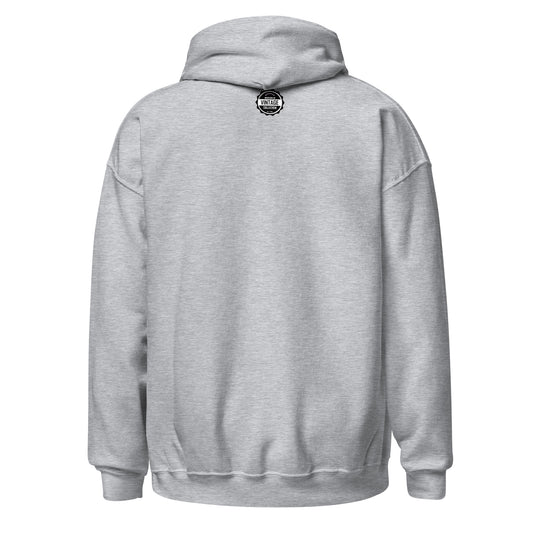 Back view of a grey Charleston Athletic Club hoodie with a vintage logo.